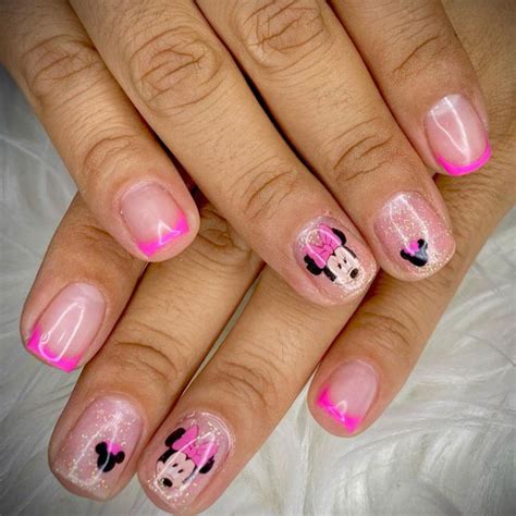 30 Minnie Mouse Nail Designs Shimmery Pink Minnie Nails