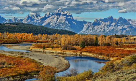 River Grand Teton National Park Usa Wyoming Autumn