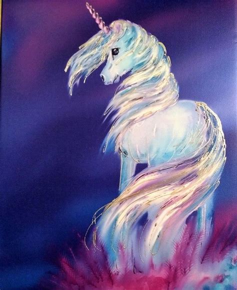 Art Beautiful Unicorn Flowing Mane Canvas Print Horse Fantasy Poster
