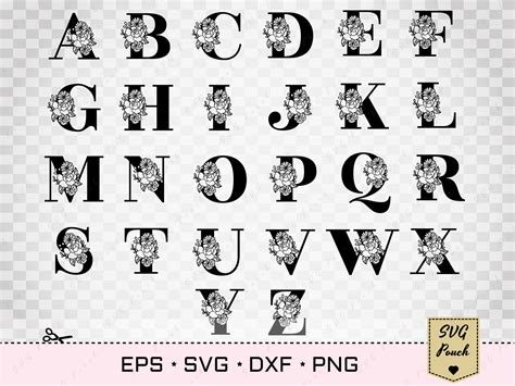 Full Alphabet floral monogram font initial SVG By SVGPouch ...