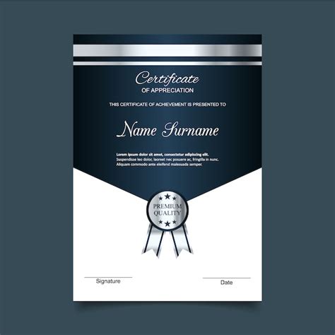 Free Vector Blue And Silver Certificate Of Appreciation Template