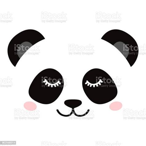 Sleepy Panda Face Isolated On White Background Stock Illustration