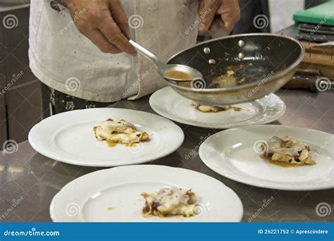 Chef Decorating Delicious Dish Stock Photo Image Of Appetizer