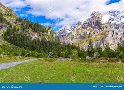 Bernese Alps Panorama Snow Mountains Switzerland Stock Photo Image