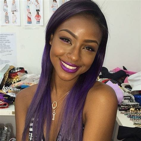Black/purple extra long full curly heat ok lace front human hair blend wig stez. Top 13 Cute Purple Hairstyles for Black Girls this Season