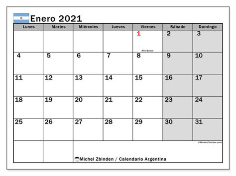 Calendario “argentina” Enero De 2021 Para Imprimir Michel Zbinden Es