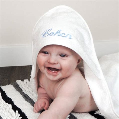 Personalised Embroidered Hooded Baby Towel By Able Labels