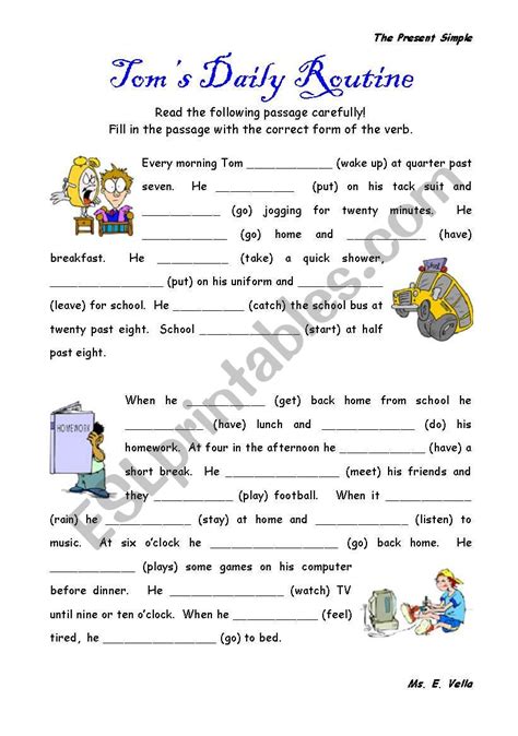 Daily Routines The Present Simple ESL Worksheet By Edithv