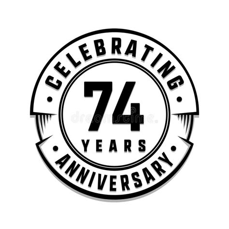 74 Years Anniversary Logo Template 74th Vector And Illustration Stock