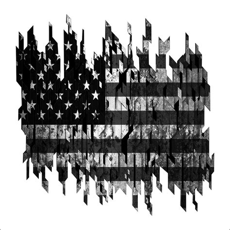 Distressed American Flag Decal Black And White Color American Flag