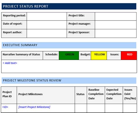 Project Status Report Template Word Template Free Download Progress