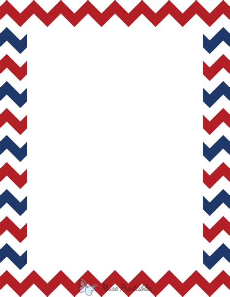 Printable Red White And Blue Diagonal Striped Page Border