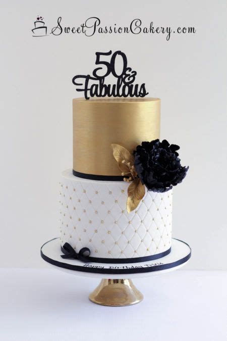 50 And Fabulous Gold And Black Cake Elegant Birthday Cakes 50th Birthday