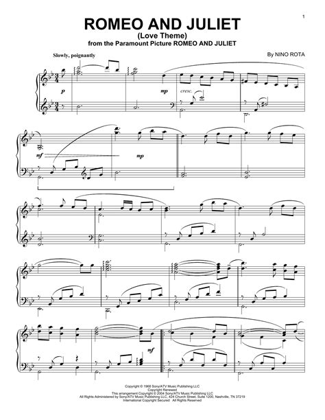 Romeo And Juliet Love Theme Sheet Music Direct