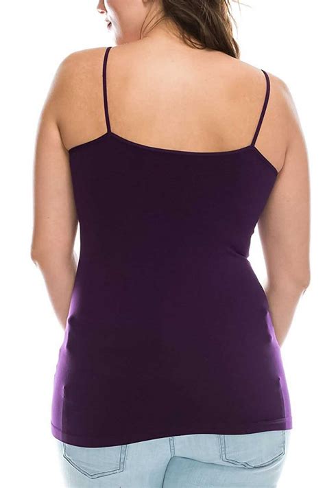 Ladies Plain Cami Blouse Plus Size Stretch Long Strappy Camisole Vest