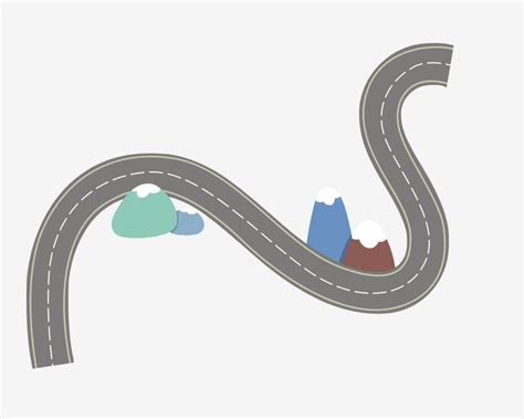 Curved Road Cartoon Illustration Curved Road Highway Cartoon Road