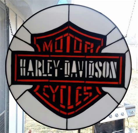 Stained Glass Harley Davidson Logo Stained Glass Faux Stained Glass Stained Glass Crafts