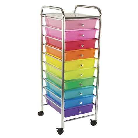 10 Drawer Rolling Storage Cart Rainbow Craft Organizer Home Office