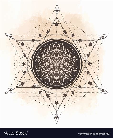 Lotus And Sacred Geometry Ayurveda Symbol Vector Image