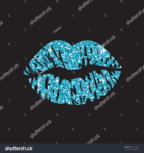Blue Glitter Kisses Vector Illustration Stock Vector Royalty Free