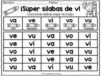 Vistosas Sílabas Spanish Phonics Activities For Va Ve Vi Vo Vu 483