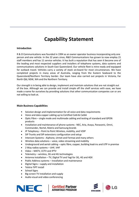 39 Effective Capability Statement Templates Examples ᐅ TemplateLab