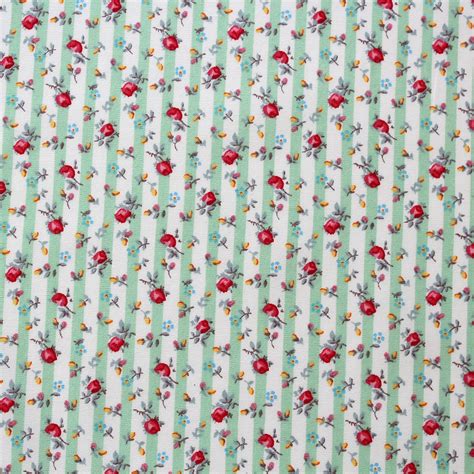 Floral Stripe Mint Overdale Fabrics