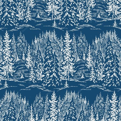 Premium Vector Seamless Background Of Sketches Fir Forest In Frosty