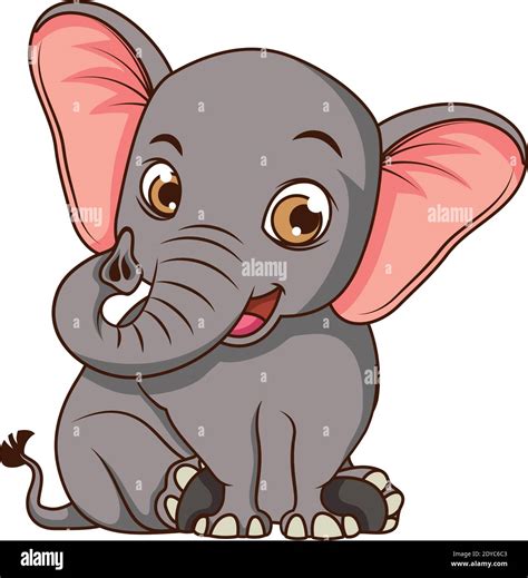 Cute Elephant Baby Cartoon Character Vector Illustration Design Stock