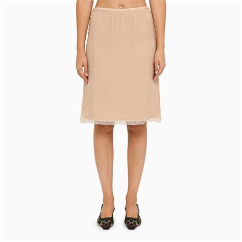 Gucci Nude Acetate Skirt With Lace Thedoublef