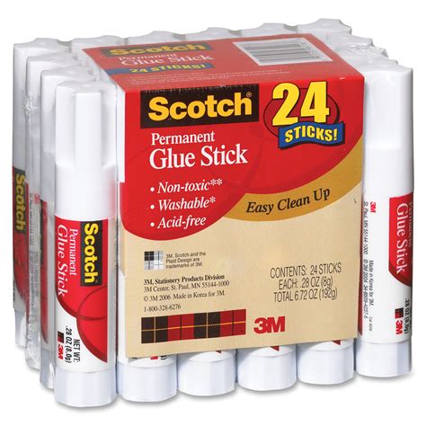 3m Permanent Adhesive Glue Sticks 24 Per Pack Ld Products
