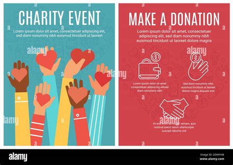 Charity Event Flyer Donation And Volunteering Poster Hands Donate
