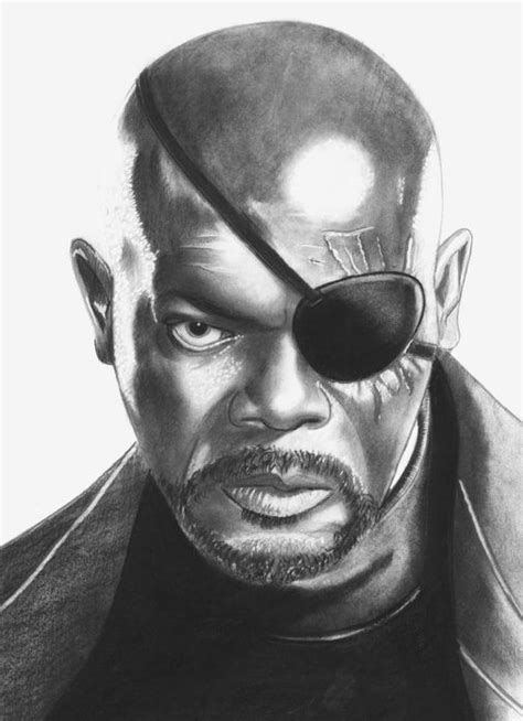 Diego Septiembre Original Charcoal And Graphite Drawing Nick Fury