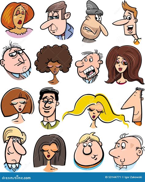 Cartoon People Characters Faces Stock Vector Illustration Of People
