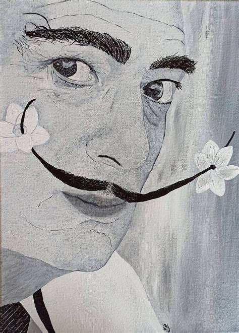 Salvador Dali Portrait Original Art Dali Acrylic Painting Etsy