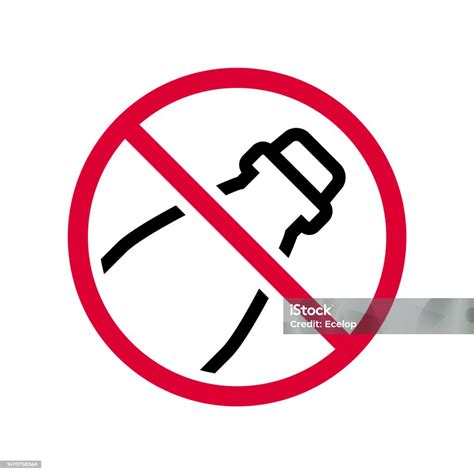 No Plastic Bottle Forbidden Sign Red Modern Round Sticker Stock Illustration Download Image