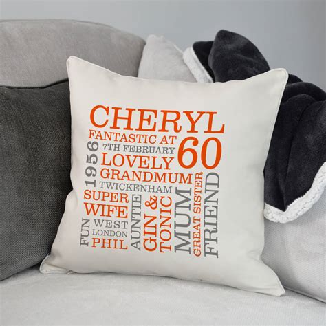 Personalised 60th Birthday Word Art Cushion By A Type Of Design