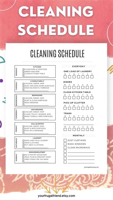 Printable Daily Cleaning Chore List
