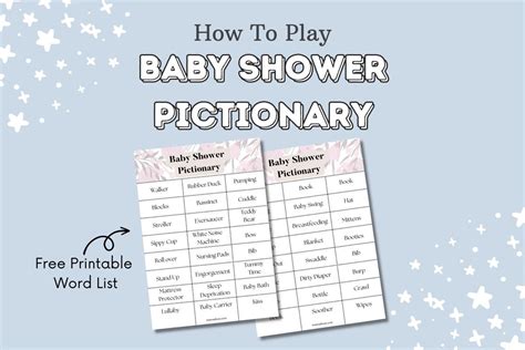 Baby Shower Pictionary Free Printable Word Sheet