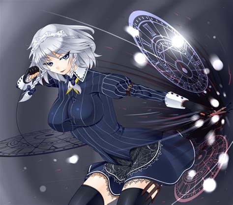 Marl Izayoi Sakuya Koumajou Densetsu Koumajou Densetsu Touhou Silver Hair Girl Blue