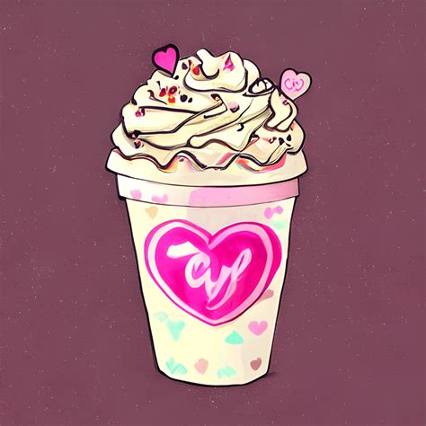 Togo Pink Frappe Cup With Hearts On The Sleeve Whipped Cream And Sprinkles On Top · Creative Fabrica