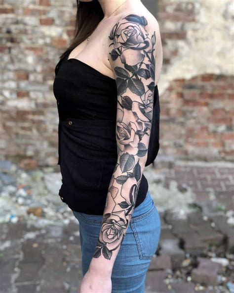 Top 61 Best Rose Sleeve Tattoo Ideas 2021 Inspiration Guide