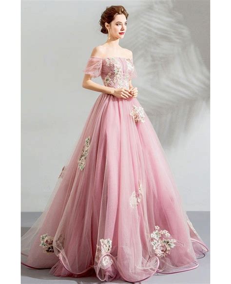 Fairy Princess Pink Ball Gown Formal Prom Dress Off