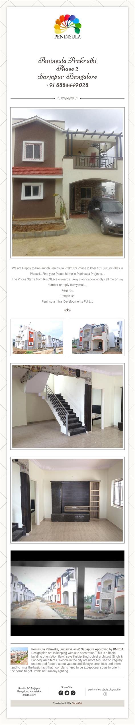 Peninsula Prakruthi Phase 2 Sarjapur Bangalore 91 8884449028