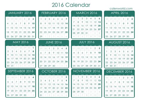 2016 Calendar 2016 Free Printable Calendar Free Calendar