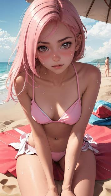 Premium Ai Image Beautiful Fantasy Sexy Anime Girl In Pink Bikini