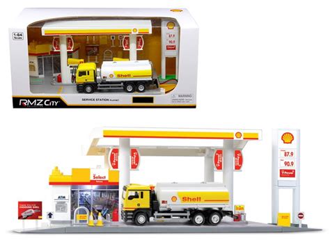 Shell Service Gas Station With Tanker Play Set 16