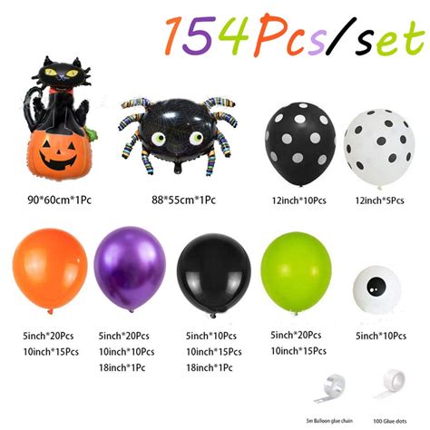 154pcs Halloween Balloons Arch Kit Black Orange Purple Latex Etsy