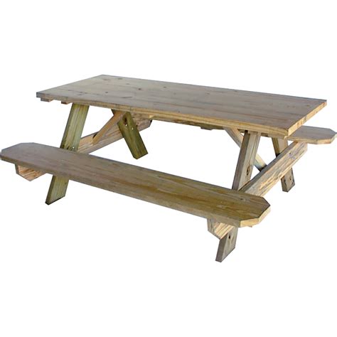 6 Pressure Treated Wood Picnic Table With Benches Outdoor Furn Wood Kellys House