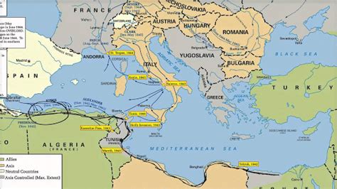 They are able to push the axis out of n.africa and force a surrender from italy (along with mussolini being deposed). Ww2 map of europe allies and axis